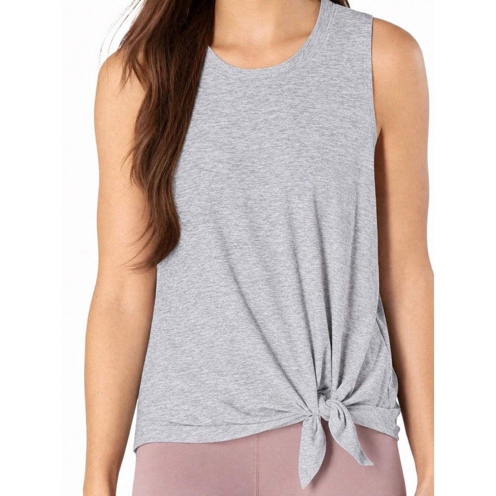 Beyond Yoga All Tied Up Muscle Racerback Tank Top Size Small Gray Sport Workout